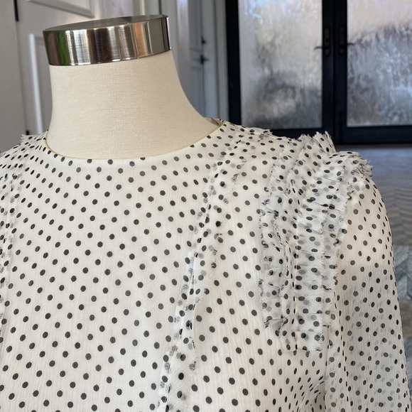 Jason Wu Ruffle-trimmed POLKA-Dot SILK-GEORGETTE dress in white - Picture 3 of 6